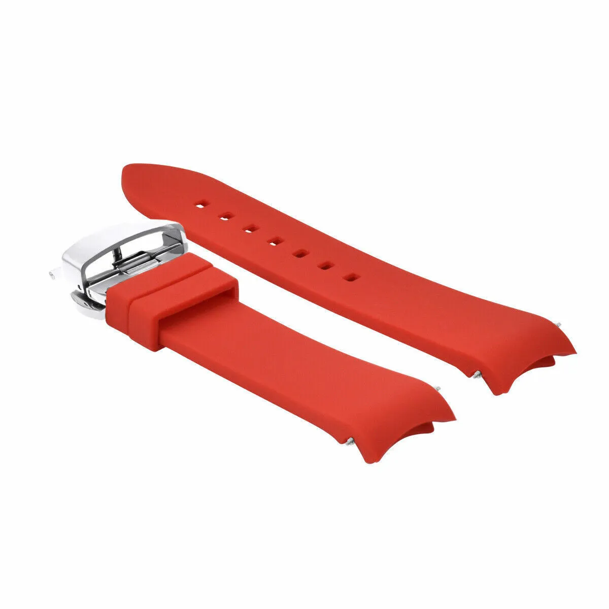 CURVED END SILICONE WATCH BAND RUBBER STRAP 18MM 19MM,20MM 21MM 22MM 24MM  CLASP