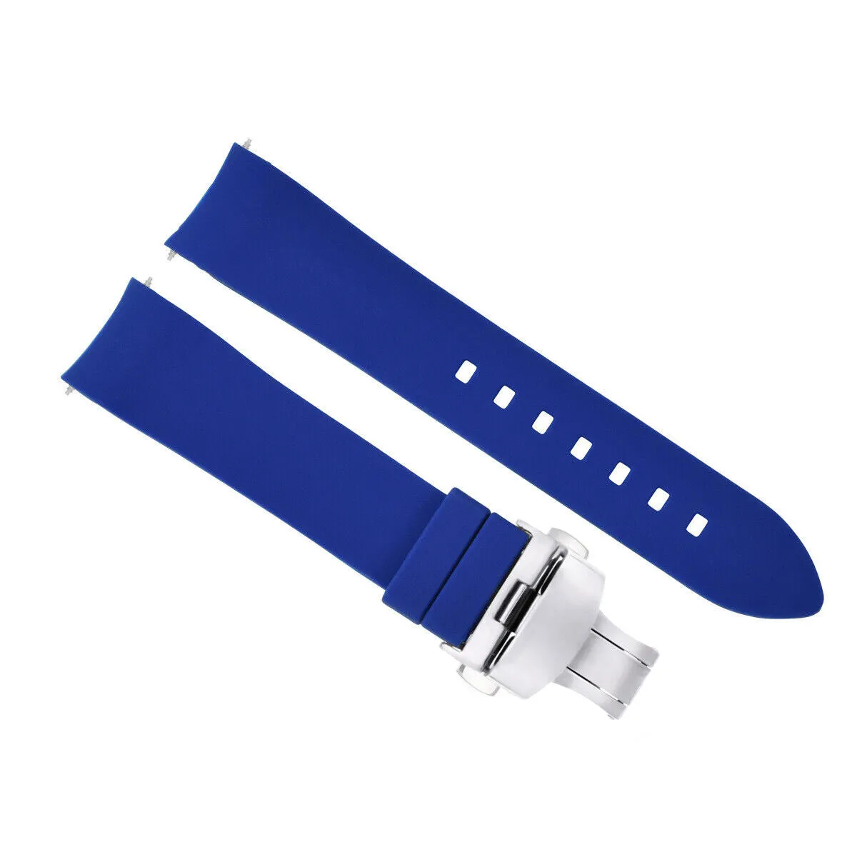 CURVED END SILICONE WATCH BAND RUBBER STRAP 18MM 19MM,20MM 21MM 22MM 24MM  CLASP