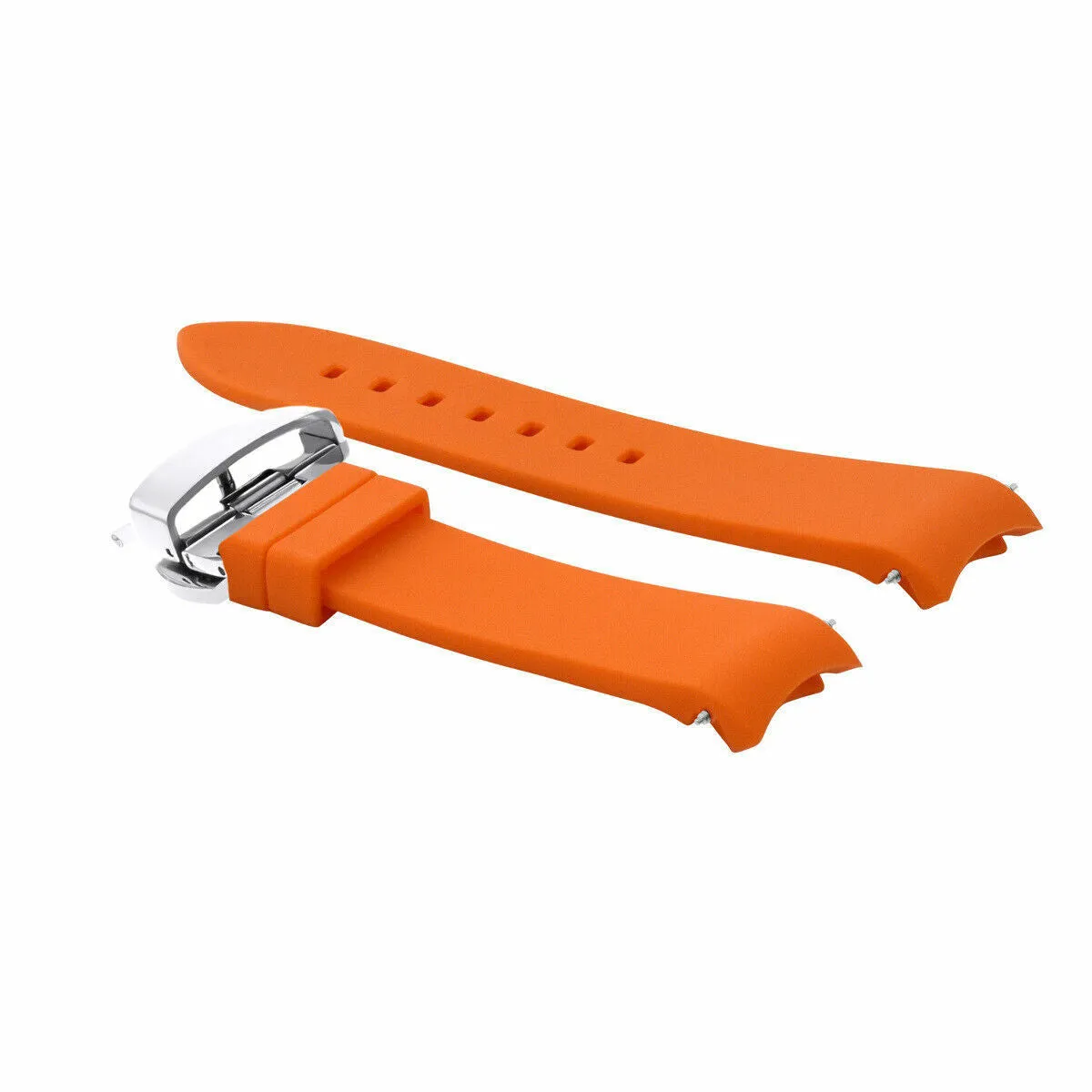 CURVED END SILICONE WATCH BAND RUBBER STRAP 18MM 19MM,20MM 21MM 22MM 24MM  CLASP