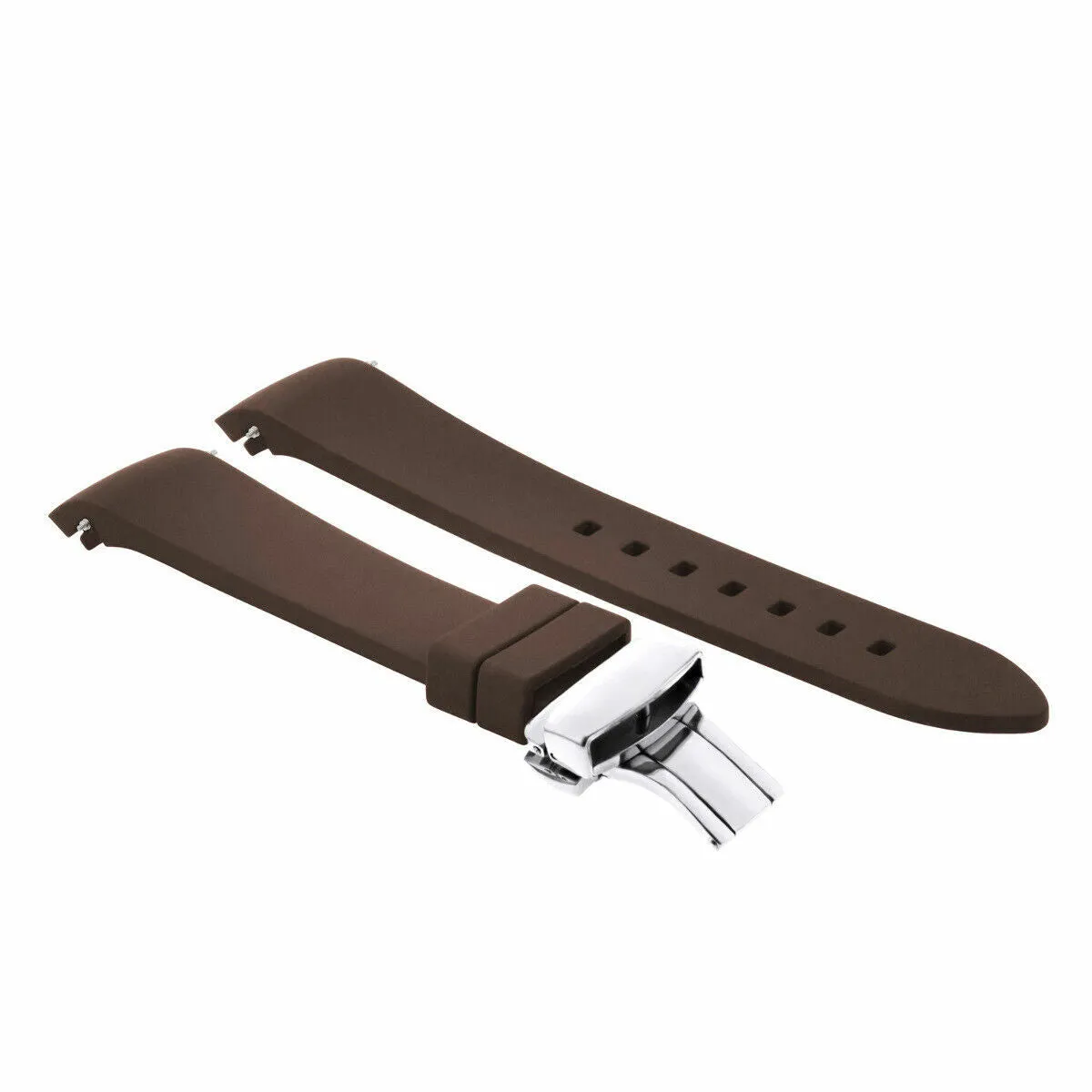 CURVED END SILICONE WATCH BAND RUBBER STRAP 18MM 19MM,20MM 21MM 22MM 24MM  CLASP