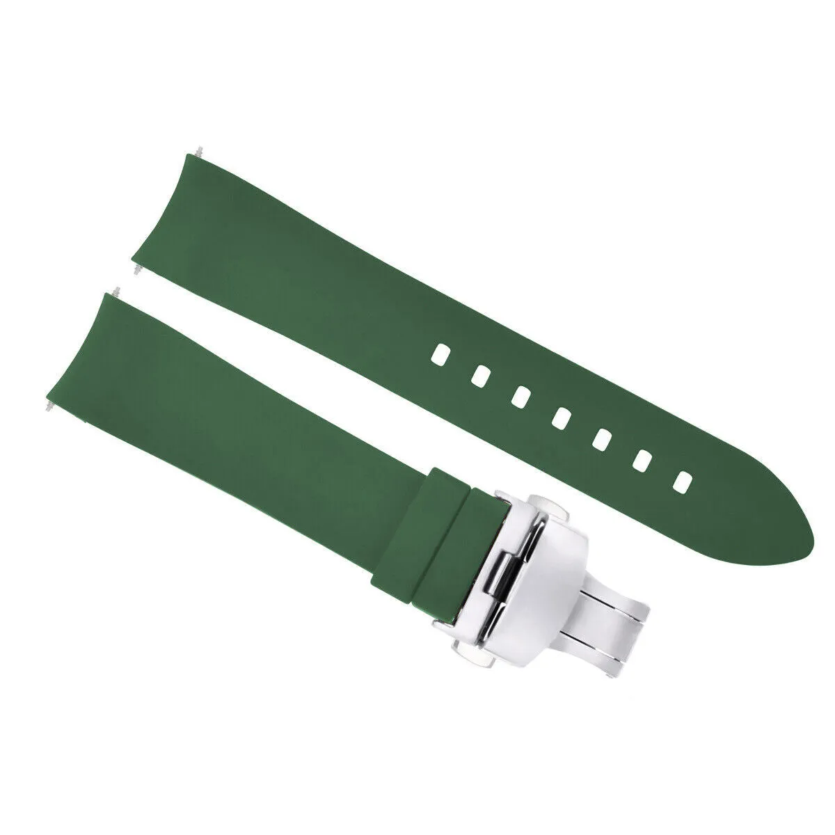 CURVED END SILICONE WATCH BAND RUBBER STRAP 18MM 19MM,20MM 21MM 22MM 24MM  CLASP