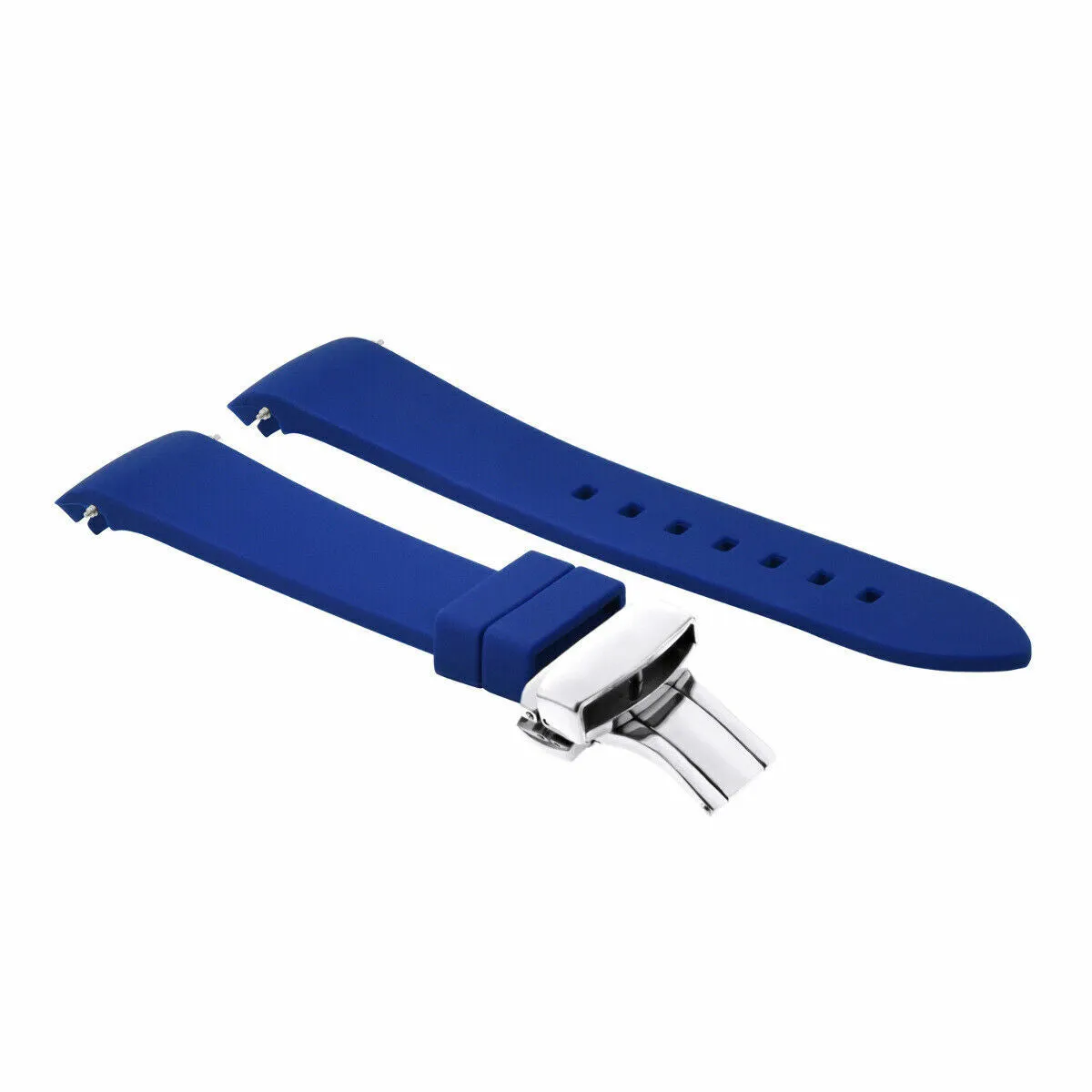 CURVED END SILICONE WATCH BAND RUBBER STRAP 18MM 19MM,20MM 21MM 22MM 24MM  CLASP