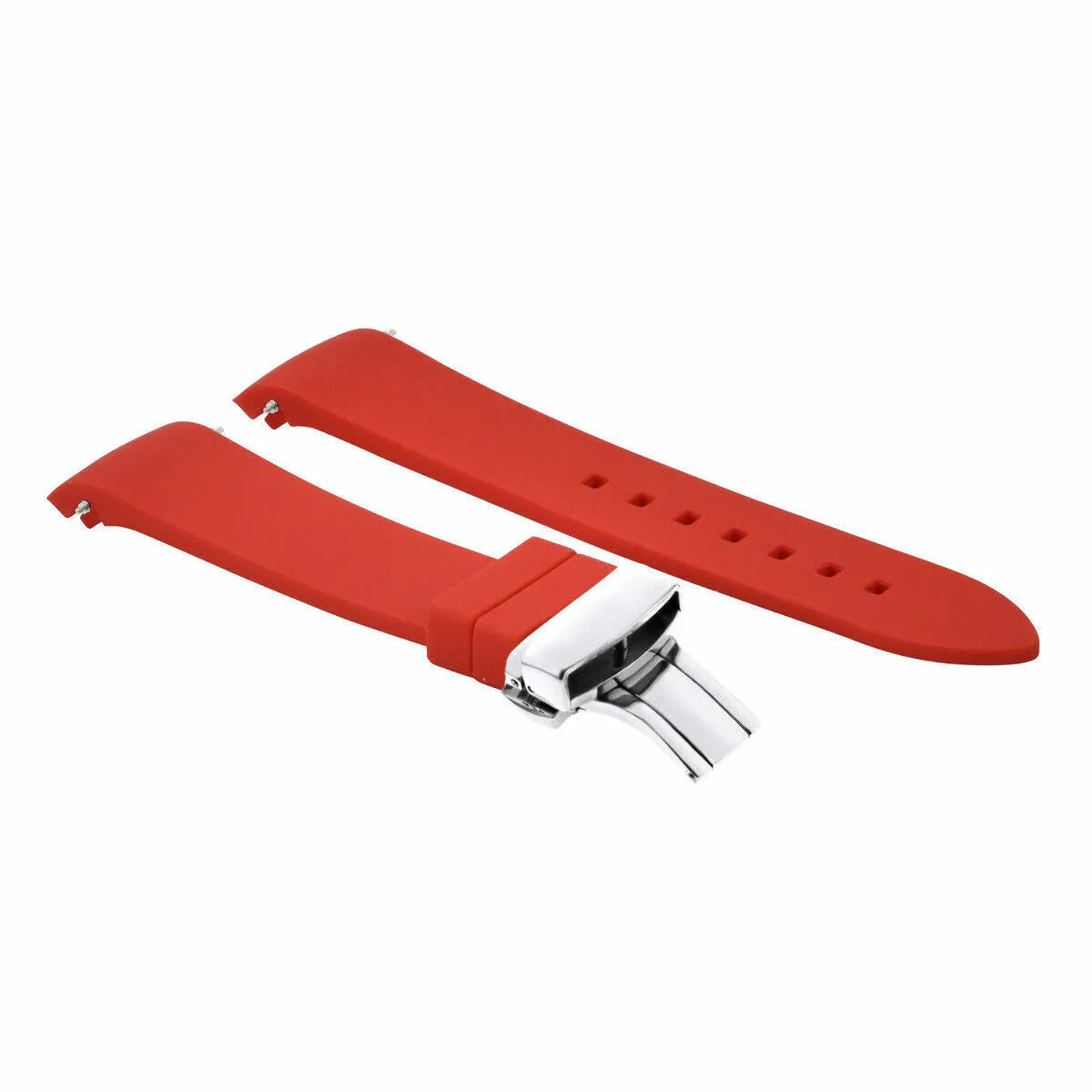 CURVED END SILICONE WATCH BAND RUBBER STRAP 18MM 19MM,20MM 21MM 22MM 24MM  CLASP
