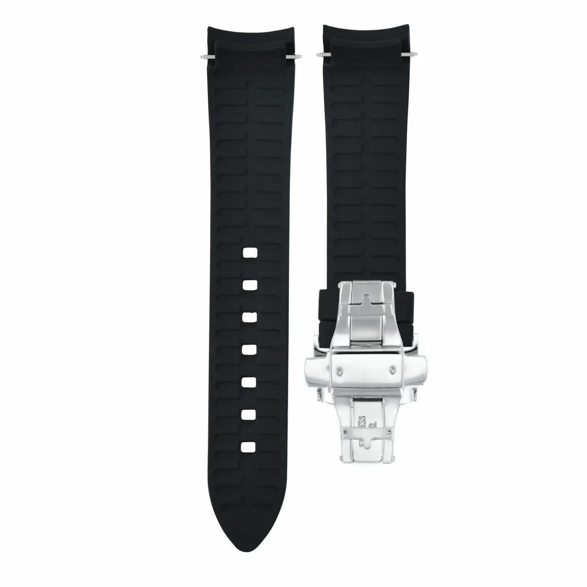 CURVED END SILICONE WATCH BAND RUBBER STRAP 18MM 19MM,20MM 21MM 22MM 24MM  CLASP