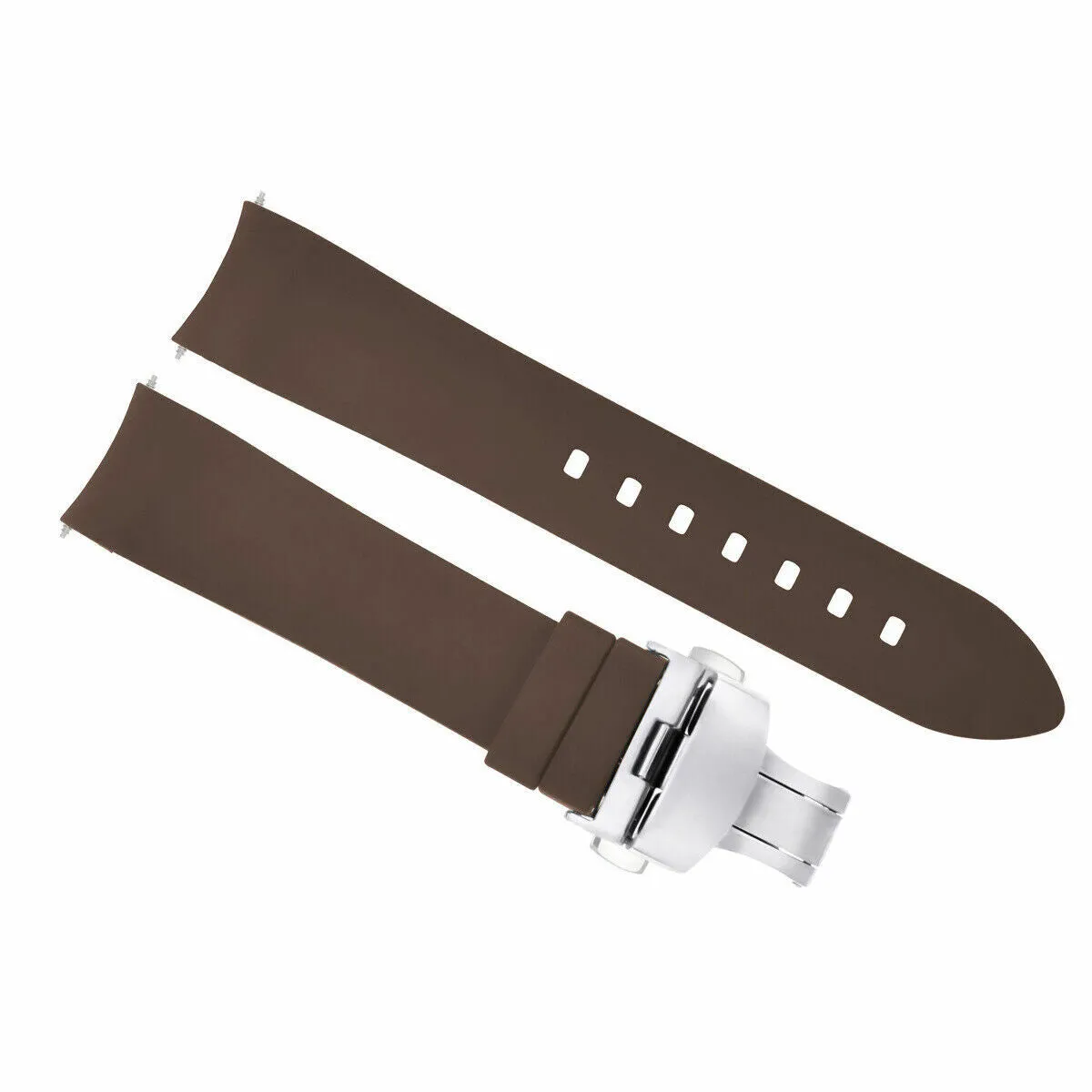 CURVED END SILICONE WATCH BAND RUBBER STRAP 18MM 19MM,20MM 21MM 22MM 24MM  CLASP