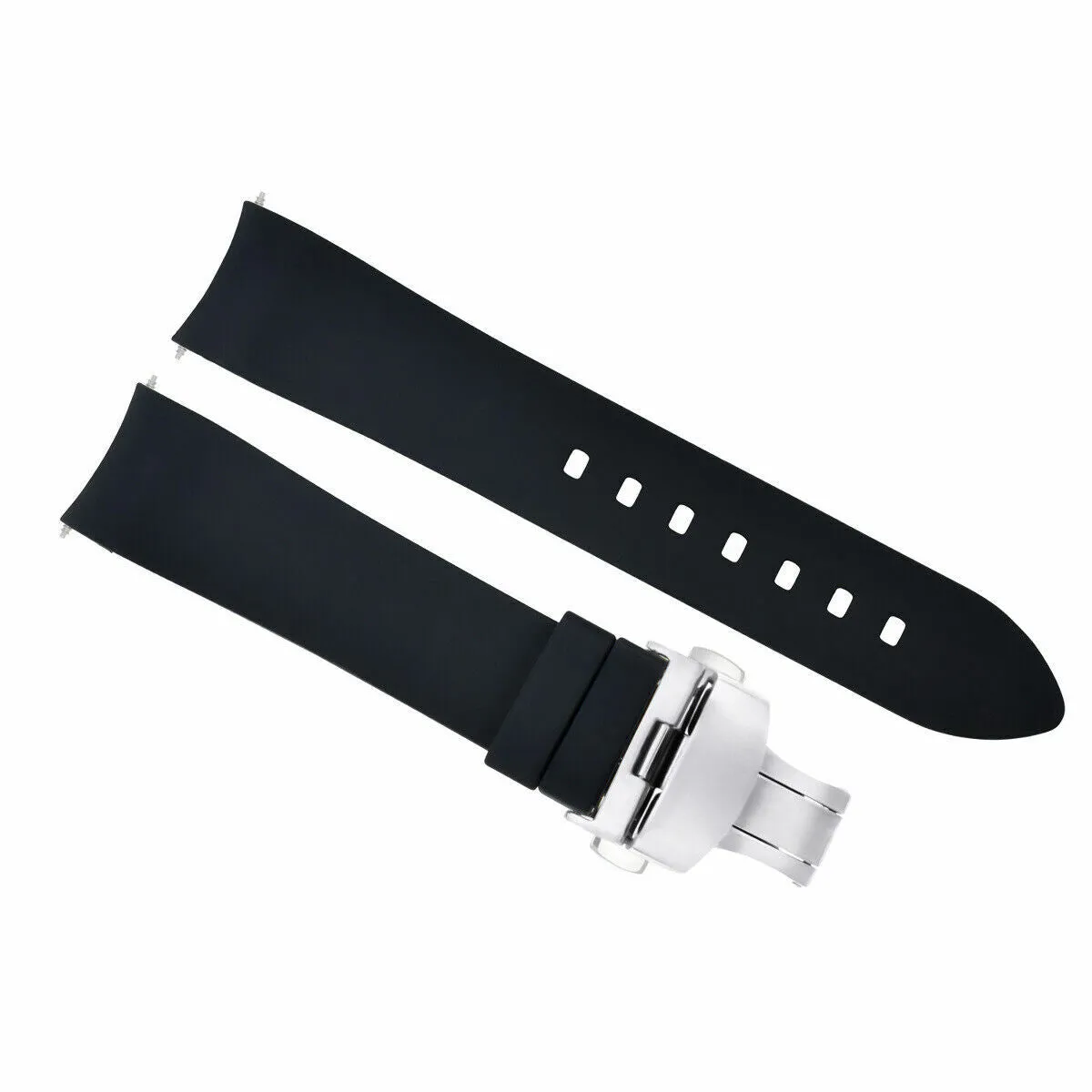 CURVED END SILICONE WATCH BAND RUBBER STRAP 18MM 19MM,20MM 21MM 22MM 24MM  CLASP