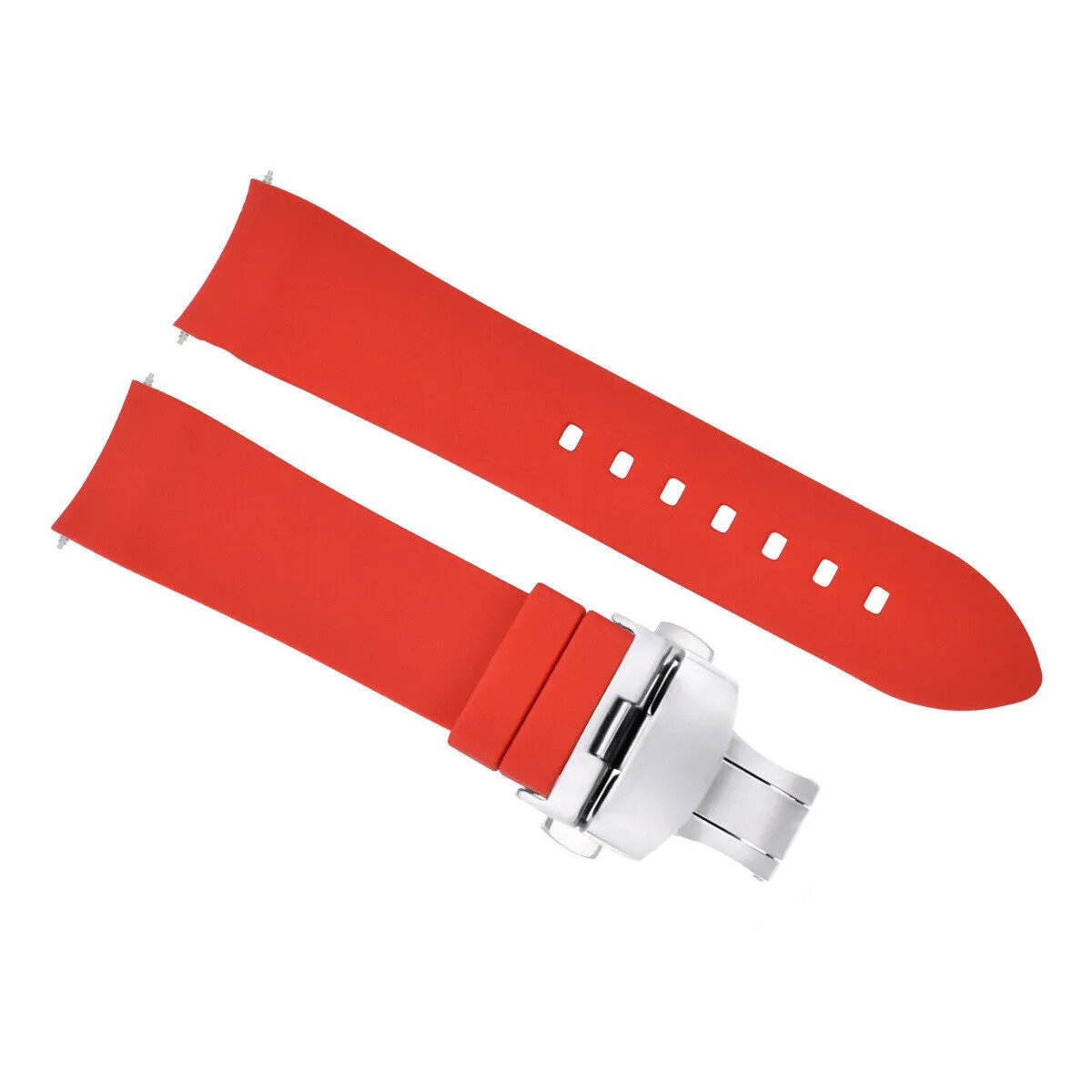 CURVED END SILICONE WATCH BAND RUBBER STRAP 18MM 19MM,20MM 21MM 22MM 24MM  CLASP