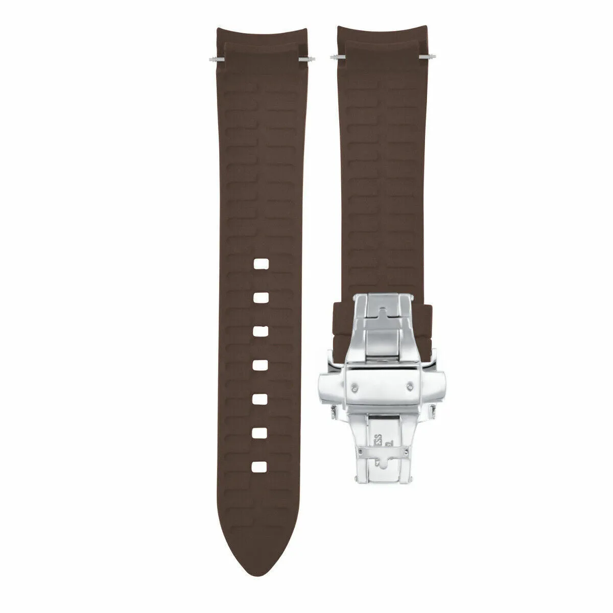 CURVED END SILICONE WATCH BAND RUBBER STRAP 18MM 19MM,20MM 21MM 22MM 24MM  CLASP