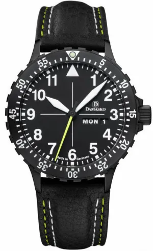 Damasko Watch DA 46 Black PVD Leather Pin