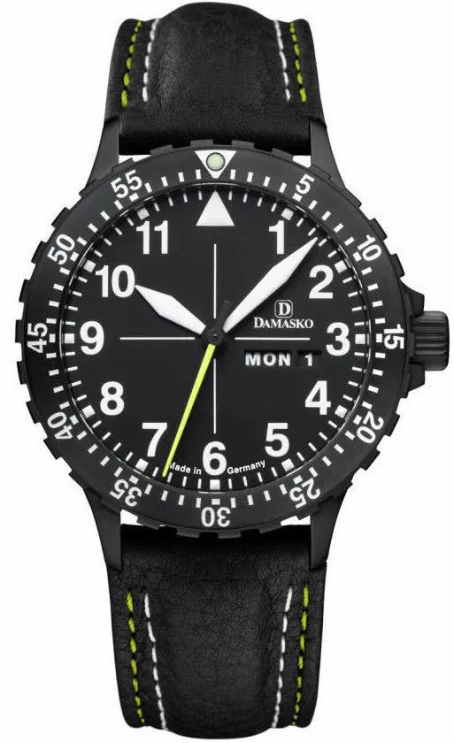Damasko Watch DA 46 Black PVD Leather Pin
