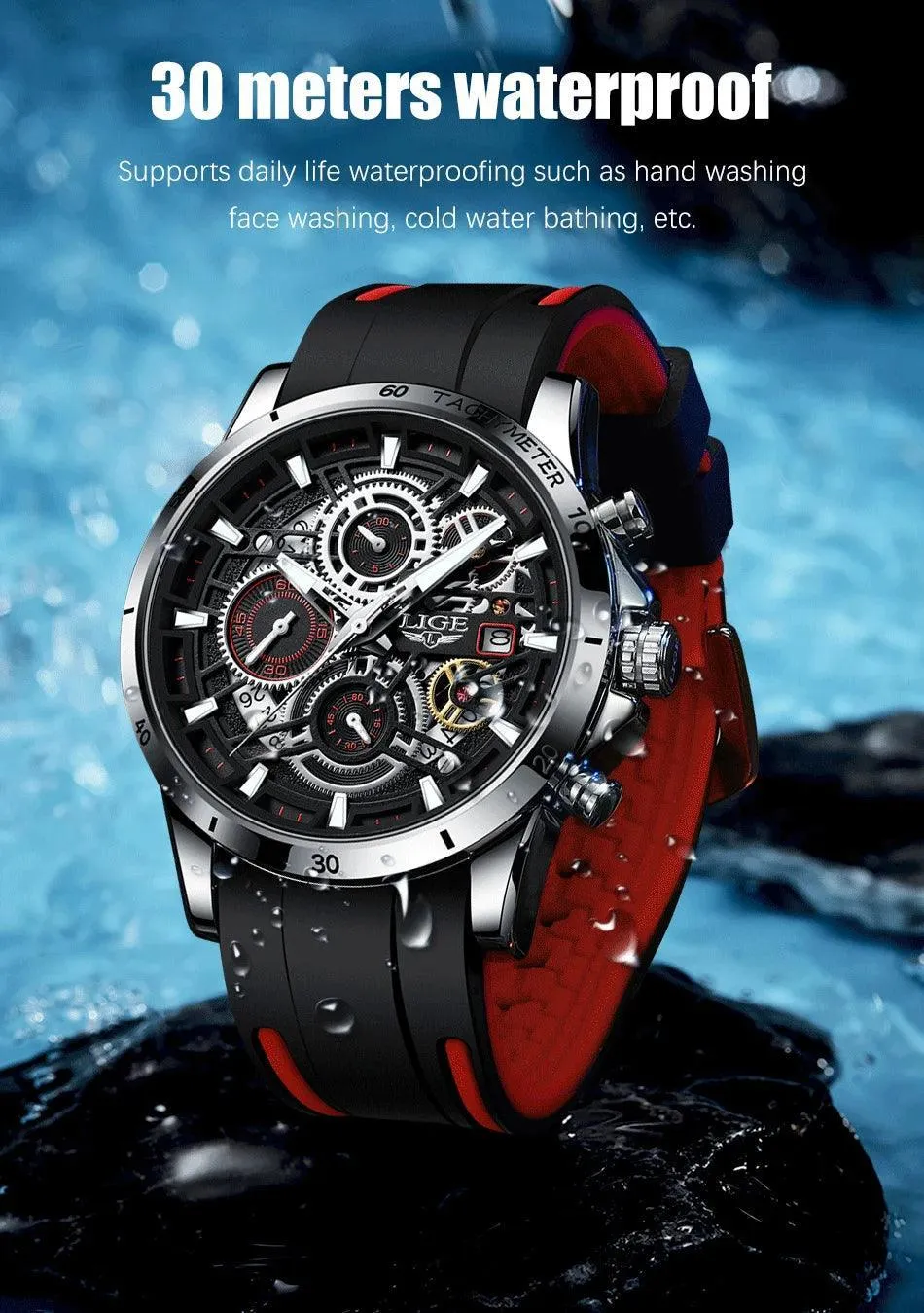 Famous Brand Sport Chronograph Fashion Stainless Steel Quartz Wristwatch