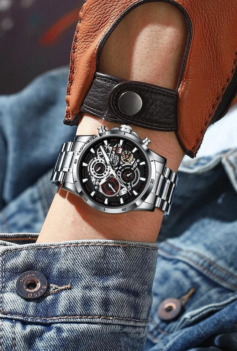 Famous Brand Sport Chronograph Fashion Stainless Steel Quartz Wristwatch