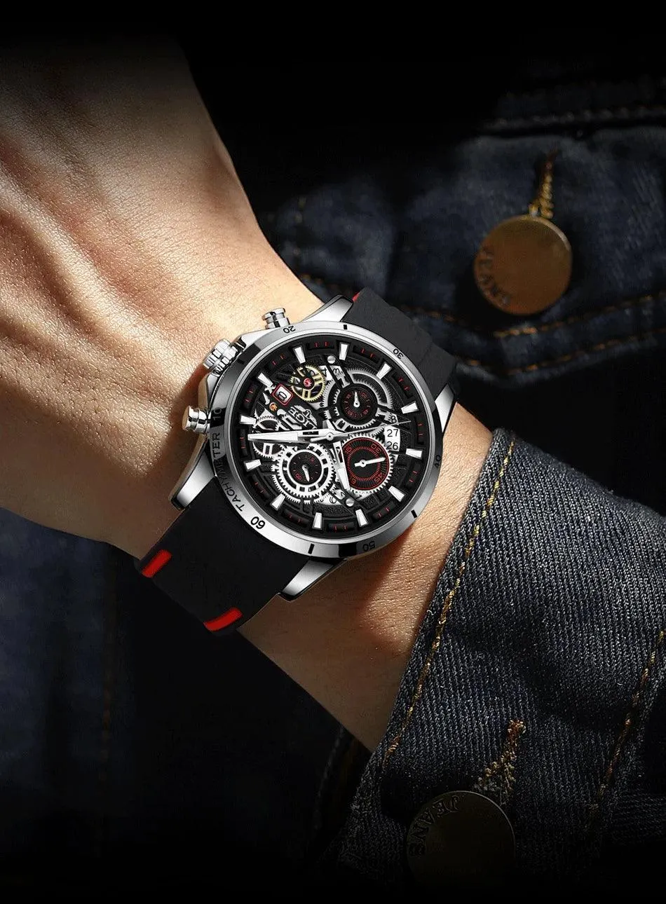 Famous Brand Sport Chronograph Fashion Stainless Steel Quartz Wristwatch