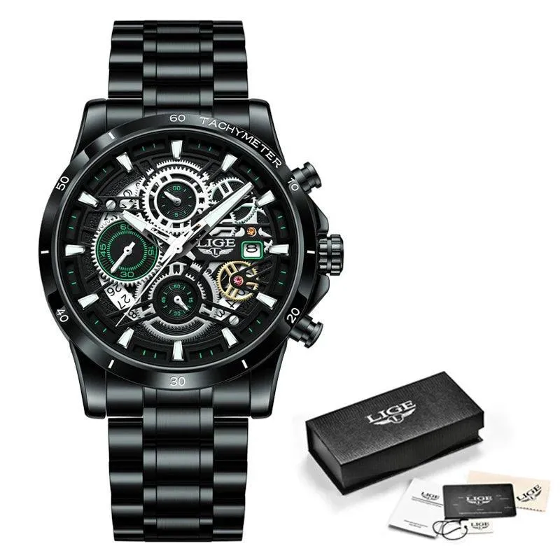 Famous Brand Sport Chronograph Fashion Stainless Steel Quartz Wristwatch