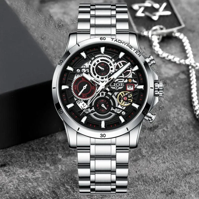 Famous Brand Sport Chronograph Fashion Stainless Steel Quartz Wristwatch
