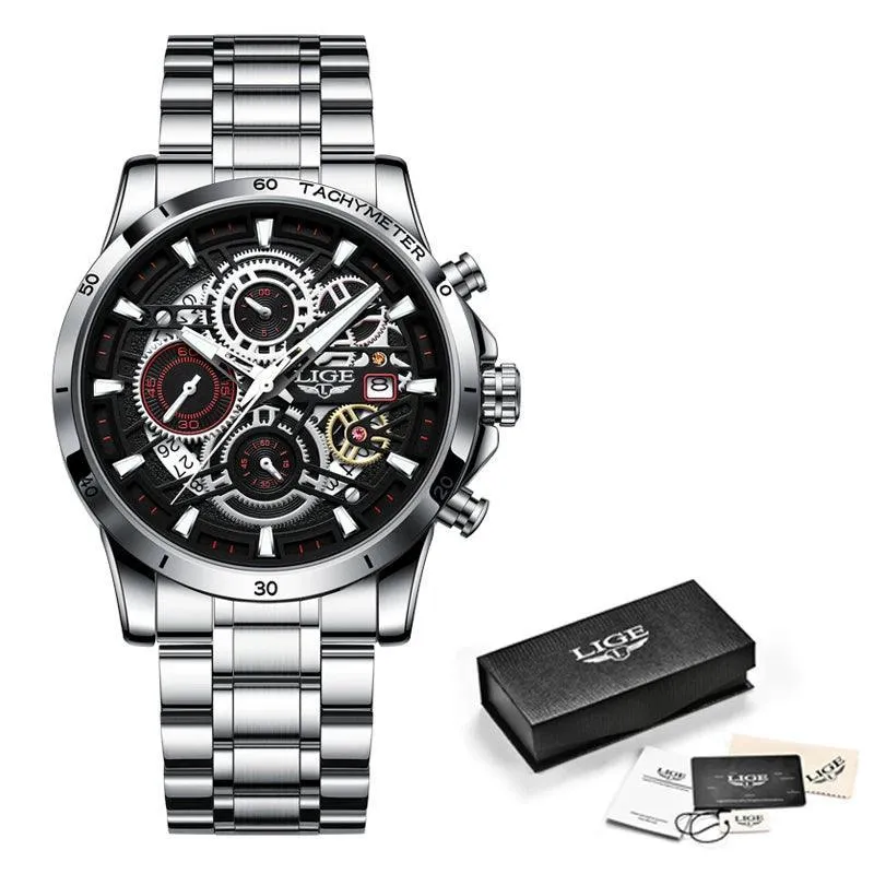 Famous Brand Sport Chronograph Fashion Stainless Steel Quartz Wristwatch