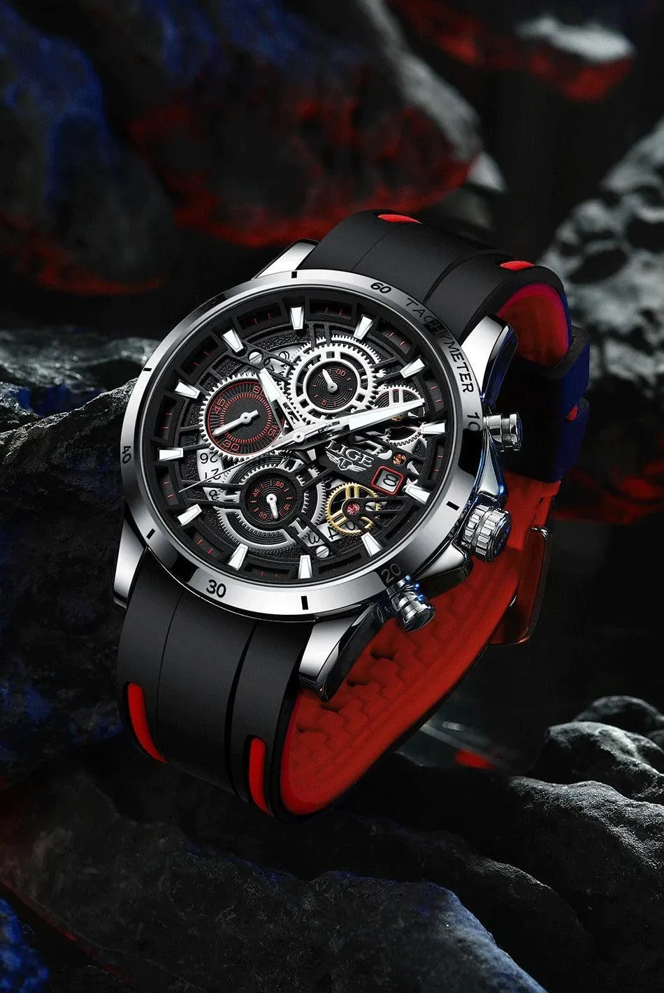 Famous Brand Sport Chronograph Fashion Stainless Steel Quartz Wristwatch