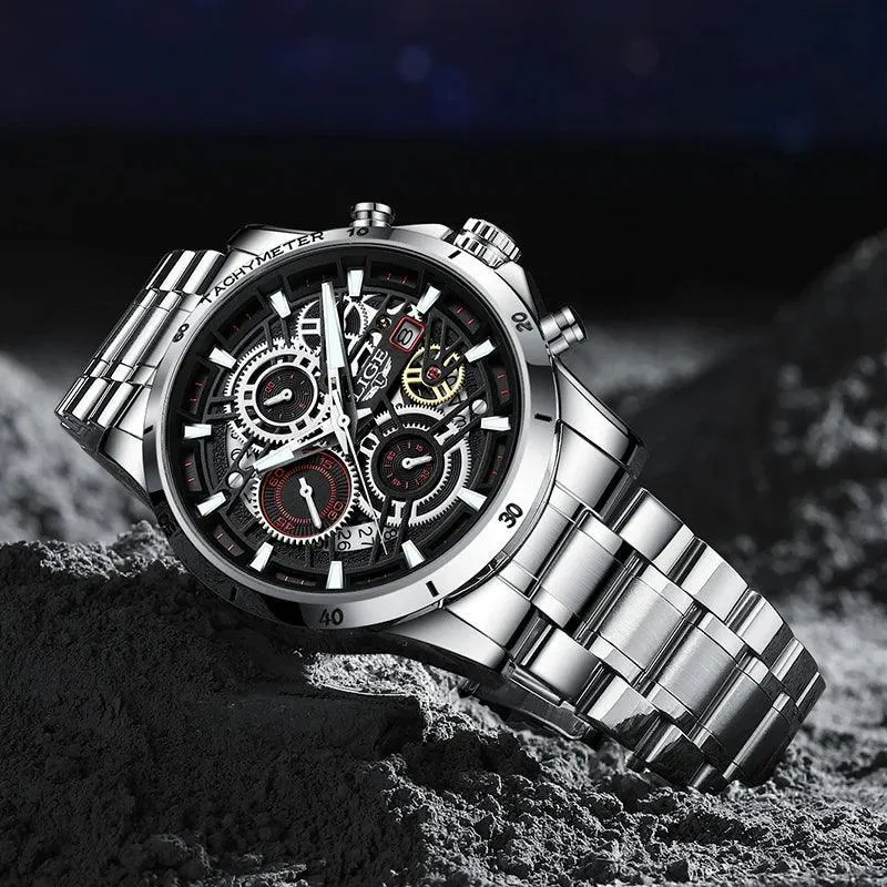 Famous Brand Sport Chronograph Fashion Stainless Steel Quartz Wristwatch