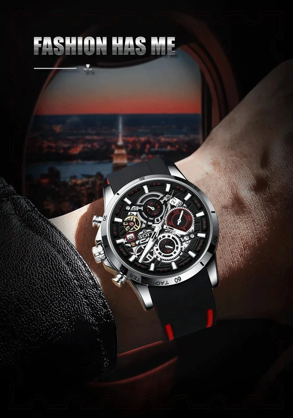 Famous Brand Sport Chronograph Fashion Stainless Steel Quartz Wristwatch
