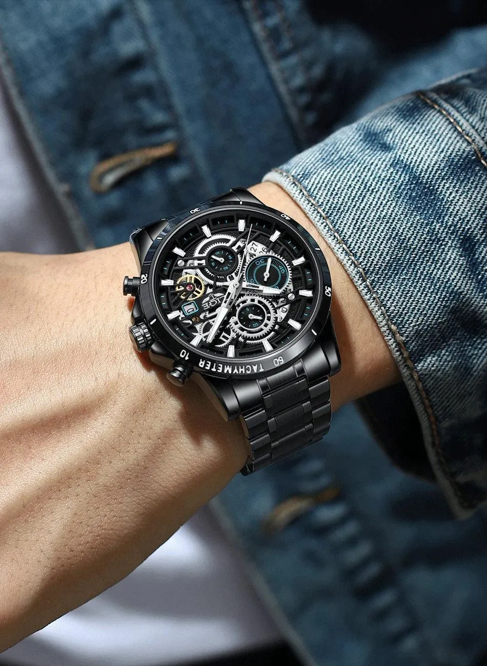 Famous Brand Sport Chronograph Fashion Stainless Steel Quartz Wristwatch