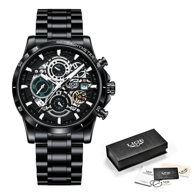 Famous Brand Sport Chronograph Fashion Stainless Steel Quartz Wristwatch