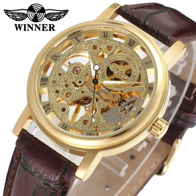 Fashion Sale Stainless Steel Automatic Self Winder Skeleton Mechanical Watch