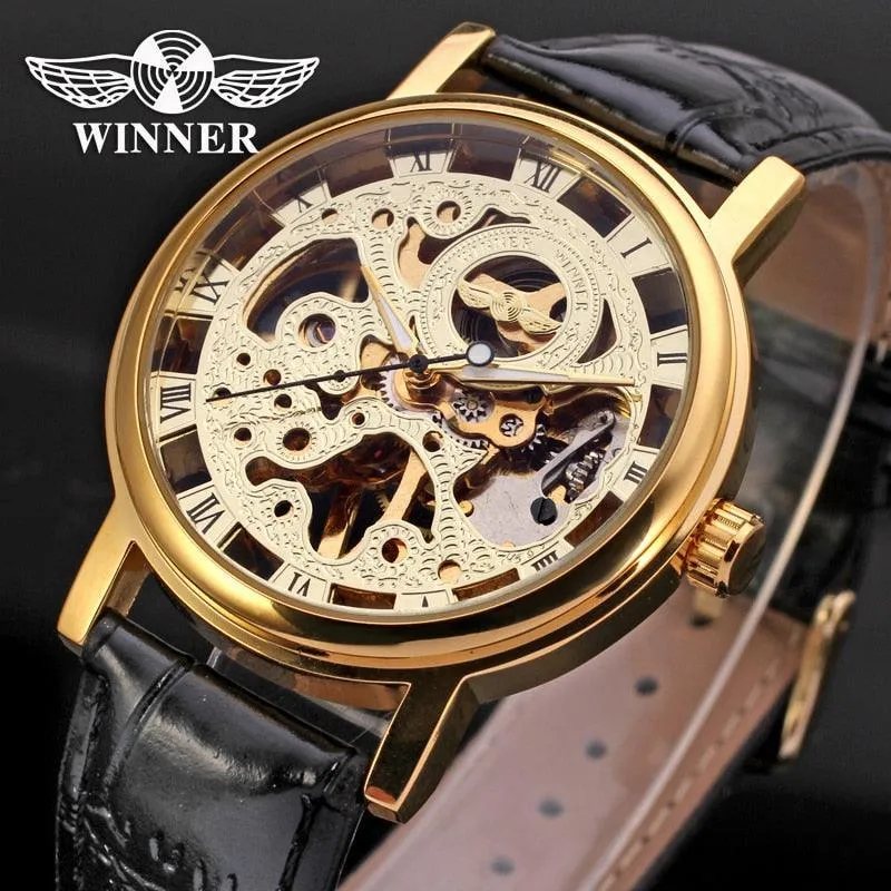 Fashion Sale Stainless Steel Automatic Self Winder Skeleton Mechanical Watch