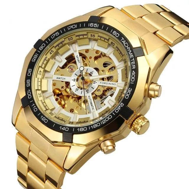 Fashion Sale Stainless Steel Automatic Self Winder Skeleton Mechanical Watch
