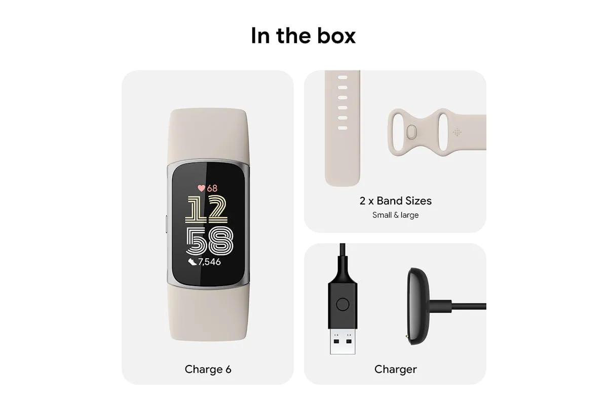 Fitbit Charge 6 Fitness Tracker | Porcelain & Silver