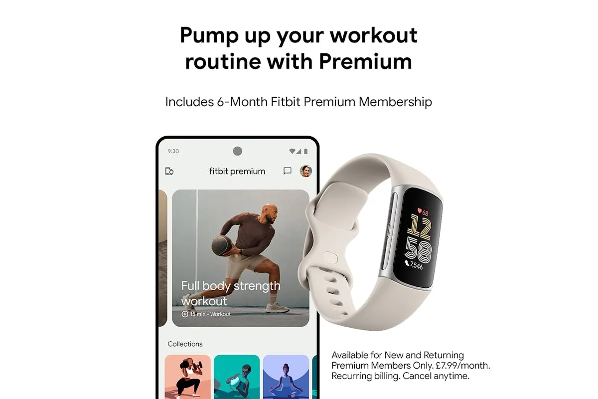 Fitbit Charge 6 Fitness Tracker | Porcelain & Silver