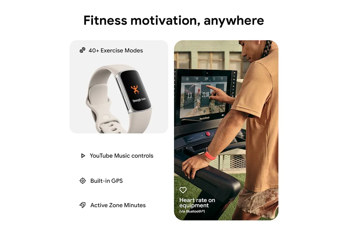 Fitbit Charge 6 Fitness Tracker | Porcelain & Silver