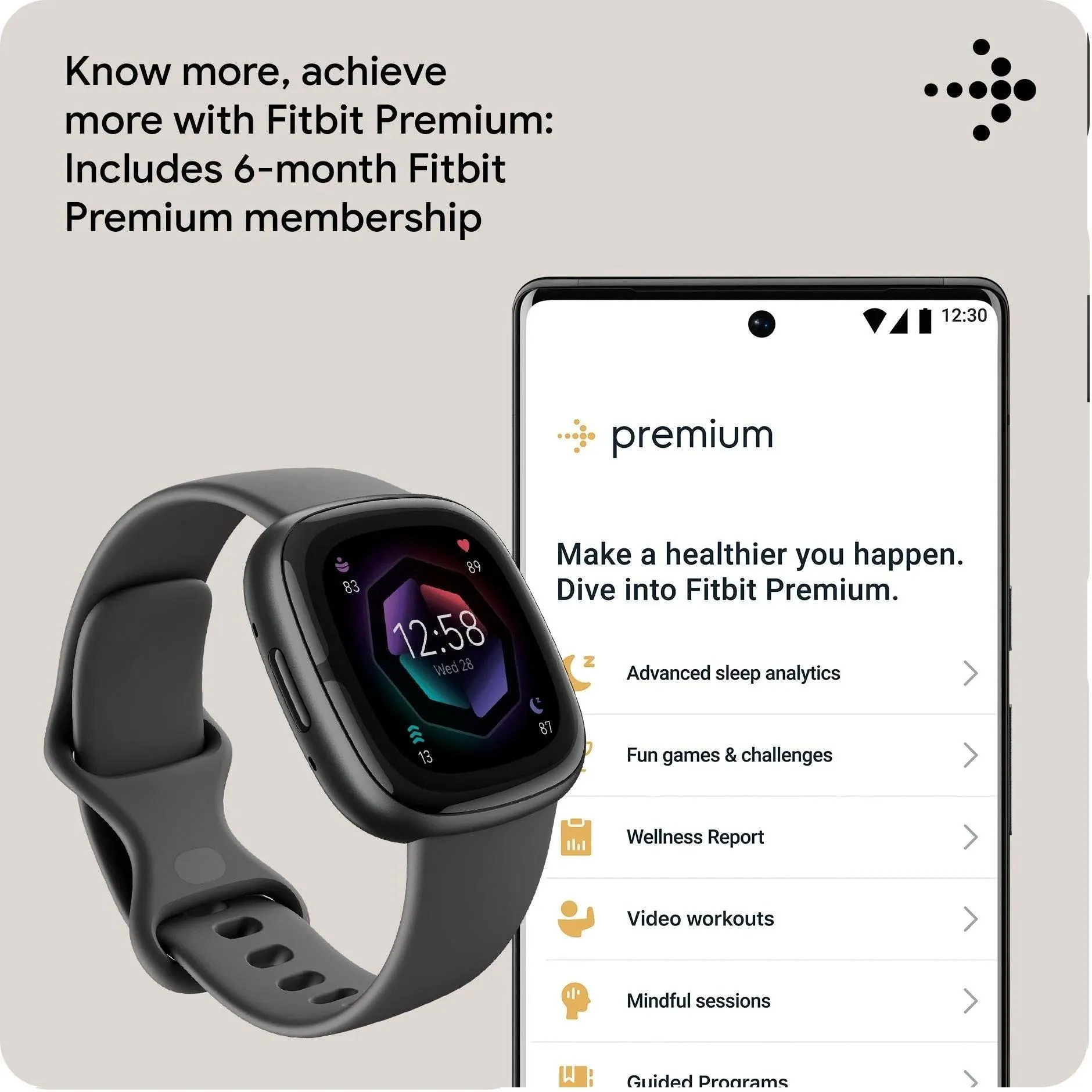 Fitbit Sense 2 Health and Fitness Smartwatch GPS Compatible with Android and iOS Graphite