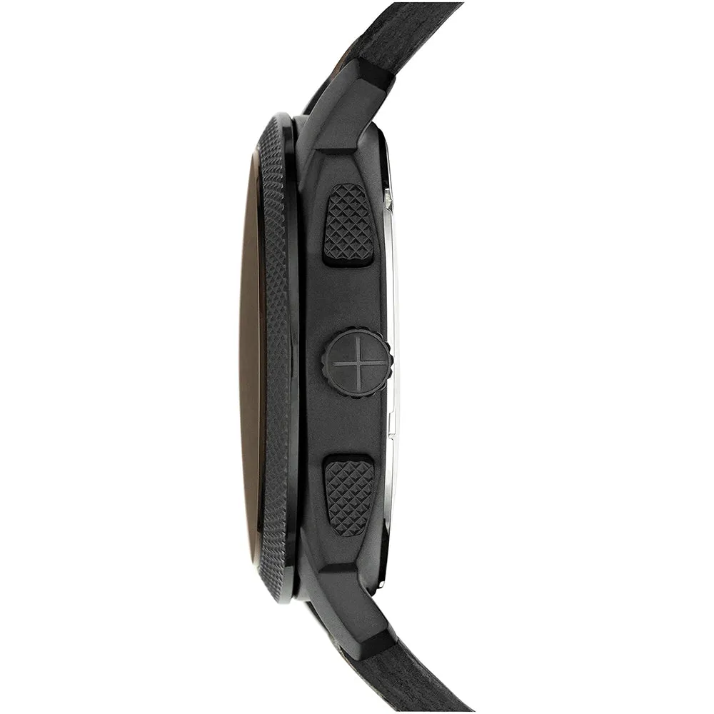Fossil Men's Black Dial Dark Brown Leather Band Analog Quartz Watch - FS5251SET