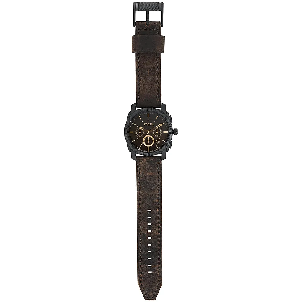 Fossil Men's Black Dial Dark Brown Leather Band Analog Quartz Watch - FS5251SET