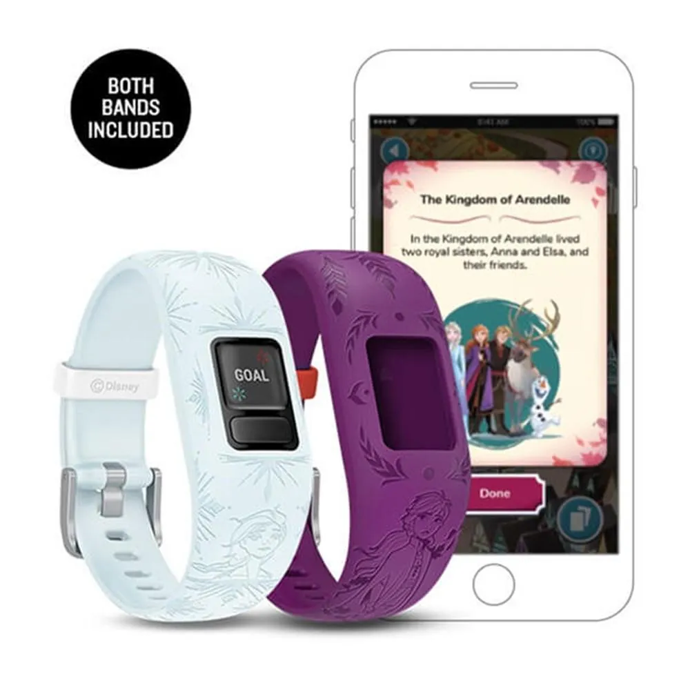 Garmin vivofit Jr 2 Kids Disney Frozen 2 Anna Elsa Silicone Band Fitness/Activity Tracker Smart Watch - 010-01909-44