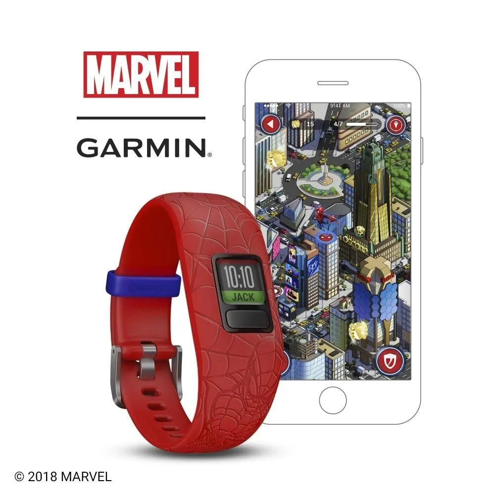Garmin vivofit Jr 2 Kids Spiderman Red Silicone Band Fitness/activity Tracker Smart Watch - 010-01909-36