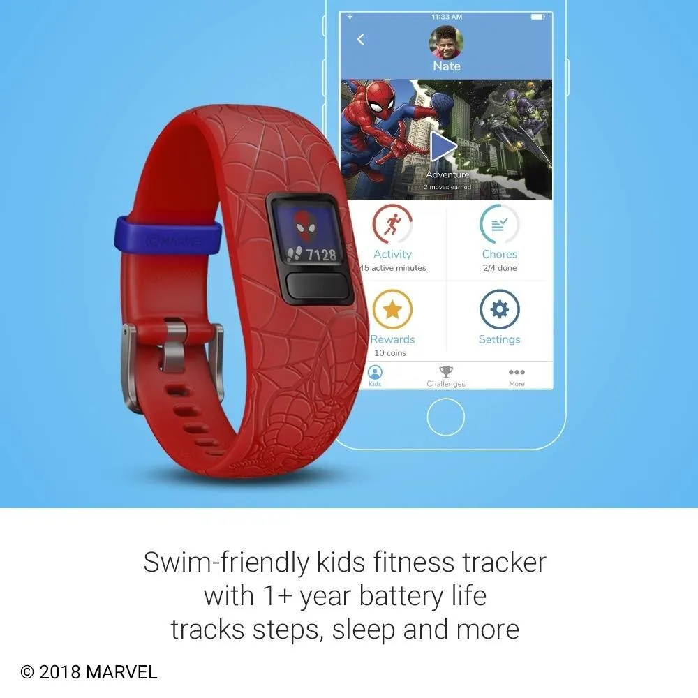 Garmin vivofit Jr 2 Kids Spiderman Red Silicone Band Fitness/activity Tracker Smart Watch - 010-01909-36