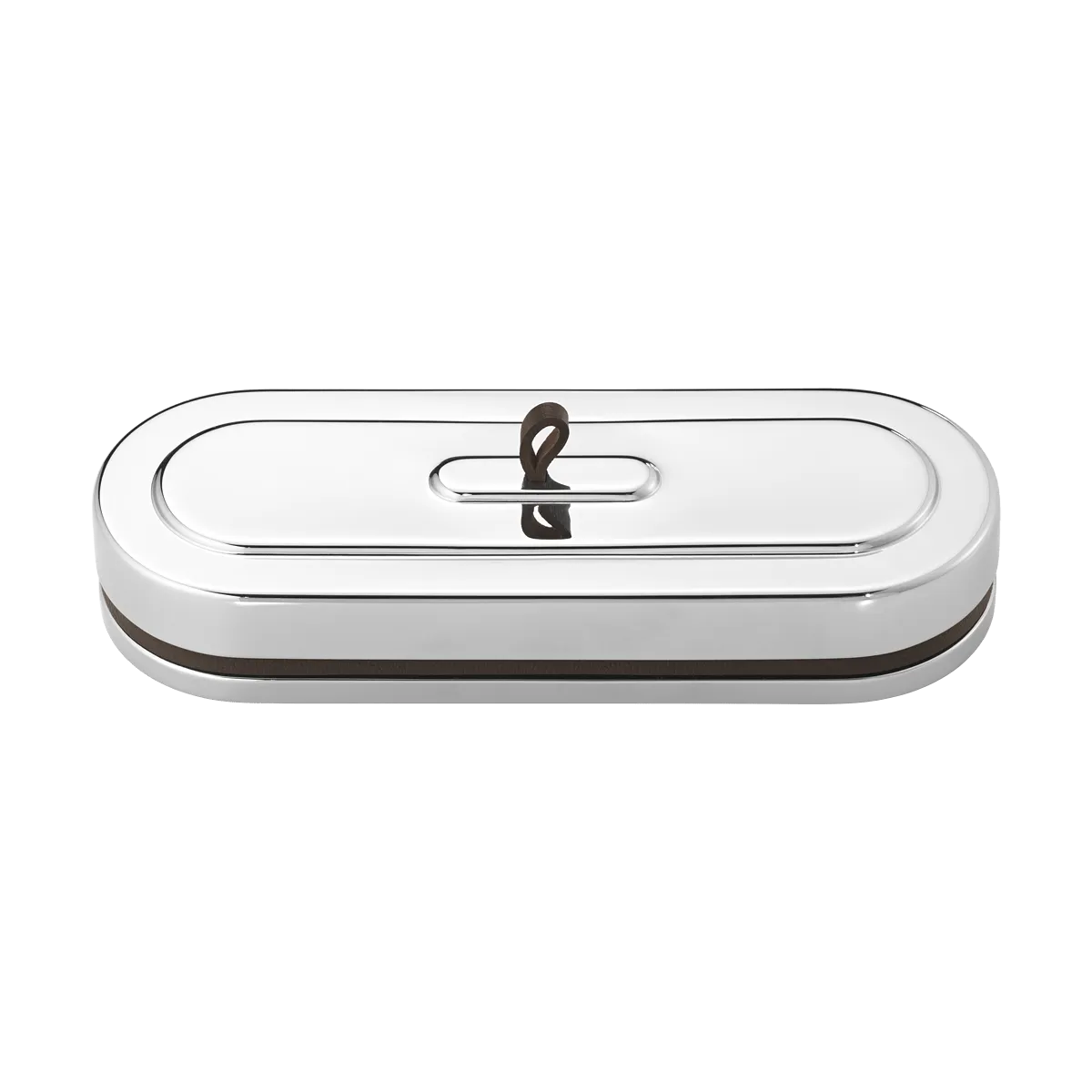 Georg Jensen Manhattan Box Wide Stainless Steel Mirror & Leather
