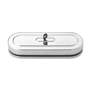 Georg Jensen Manhattan Box Wide Stainless Steel Mirror & Leather