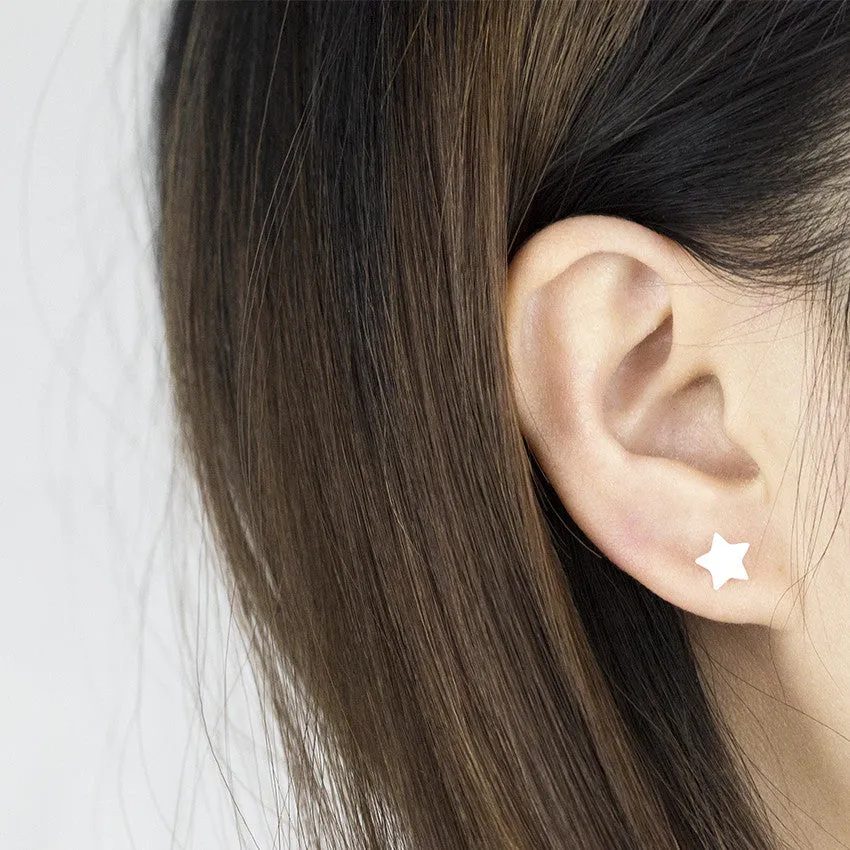 Gold Silver Color Star Stud Earrings Stainless
