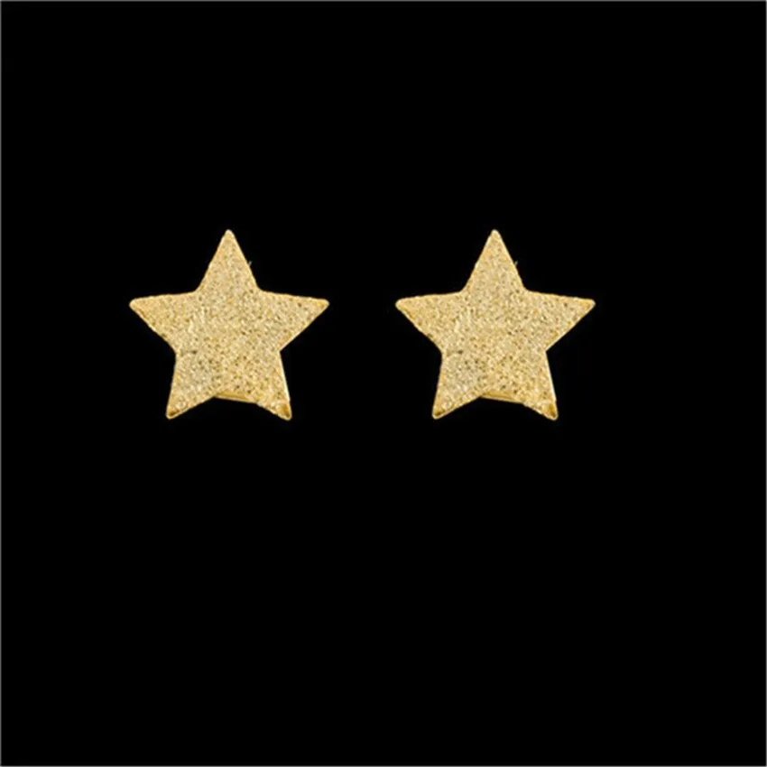 Gold Silver Color Star Stud Earrings Stainless