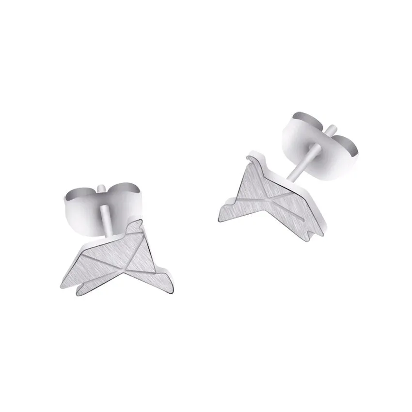 Gold Silver Color Tiny Origami Stud Earrings For