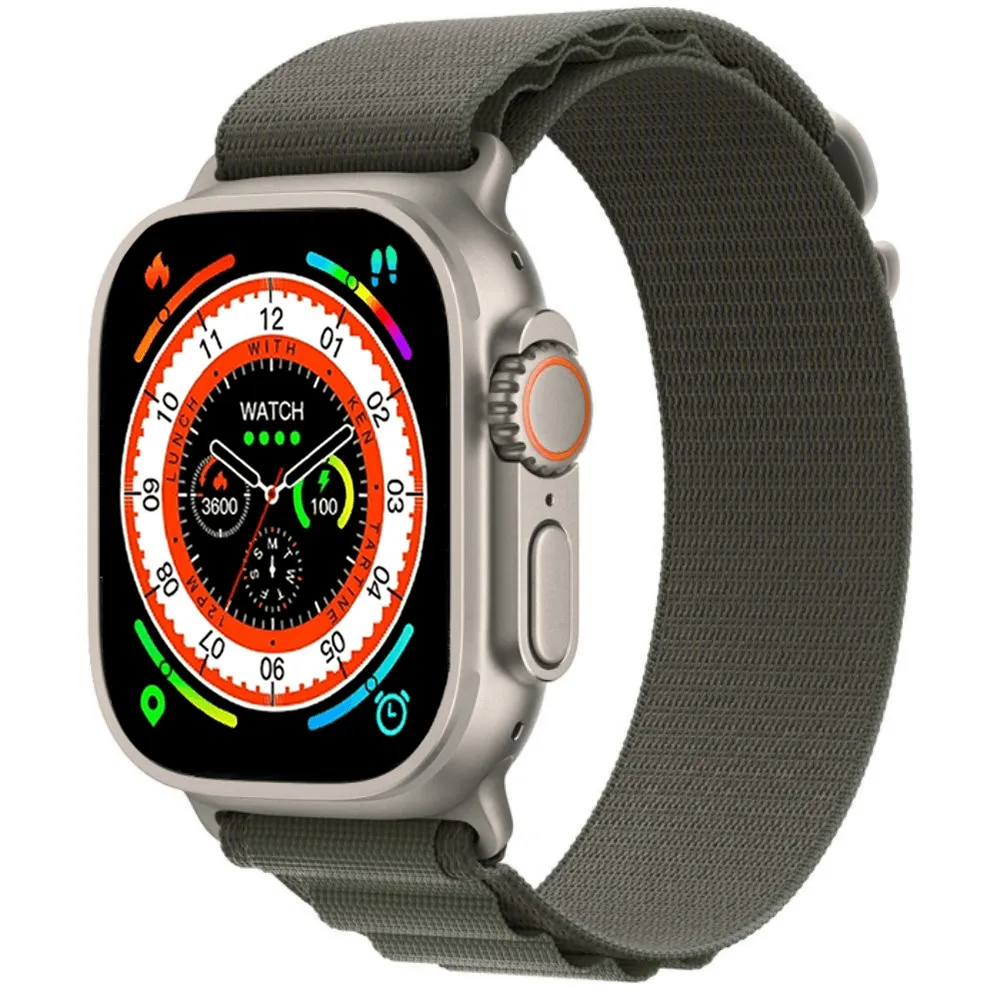 Green Lion Ultra Active GNSW49-A Smart Watch Space Gray Case With Green Strap & Extra Strap
