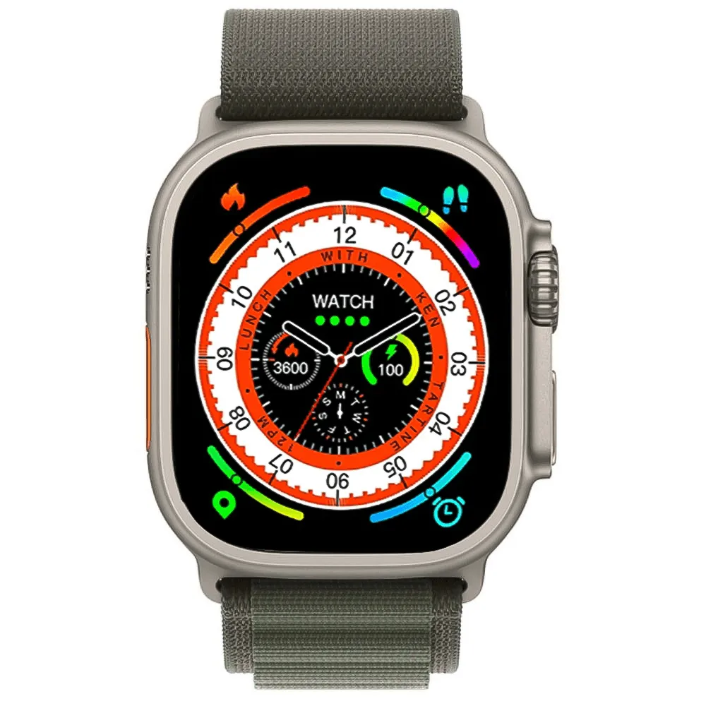 Green Lion Ultra Active GNSW49-A Smart Watch Space Gray Case With Green Strap & Extra Strap