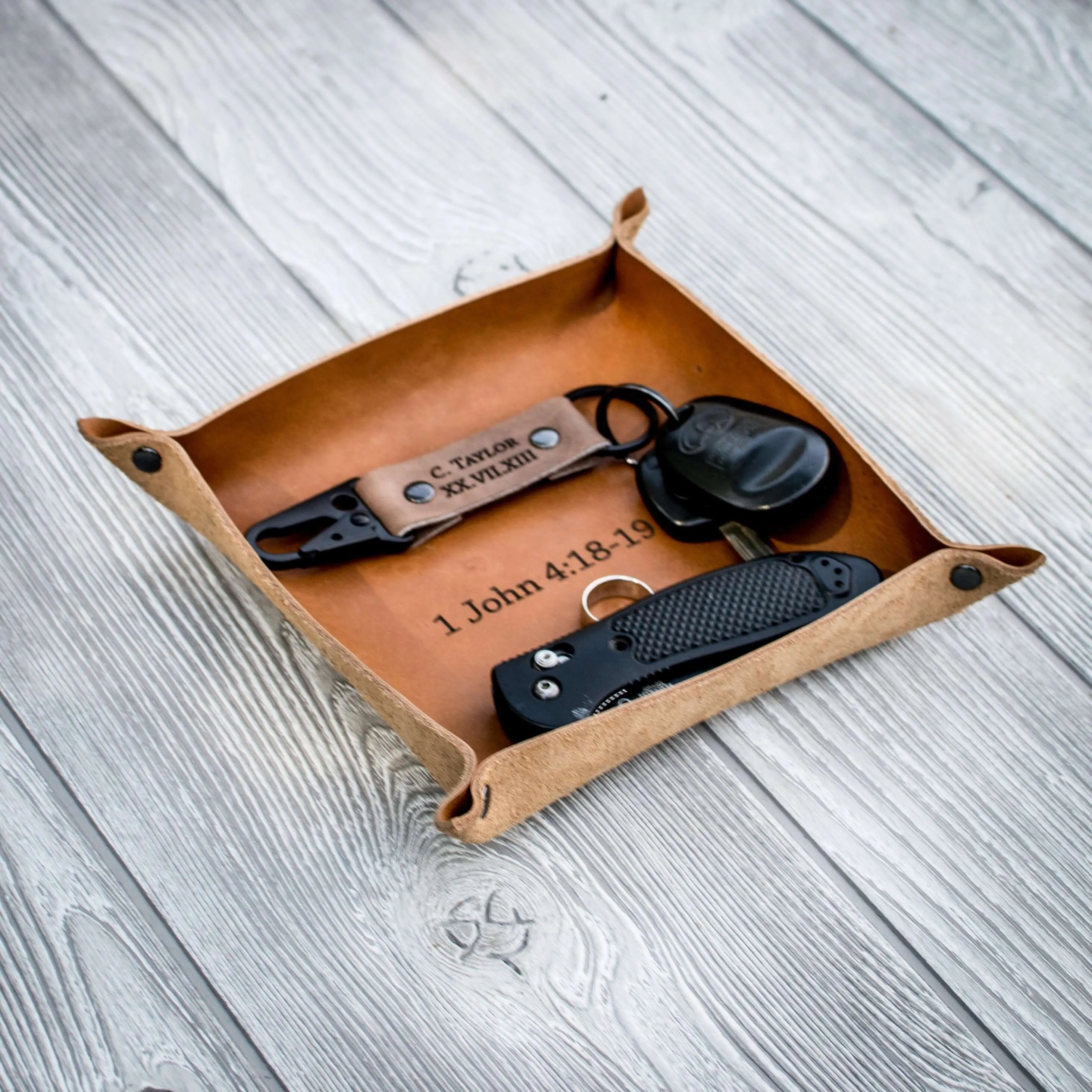 Groomsmen Gift Custom Leather Valet Tray Personalized Catchall Monogram Desk Organizer Engraved Groomsmen Gifts