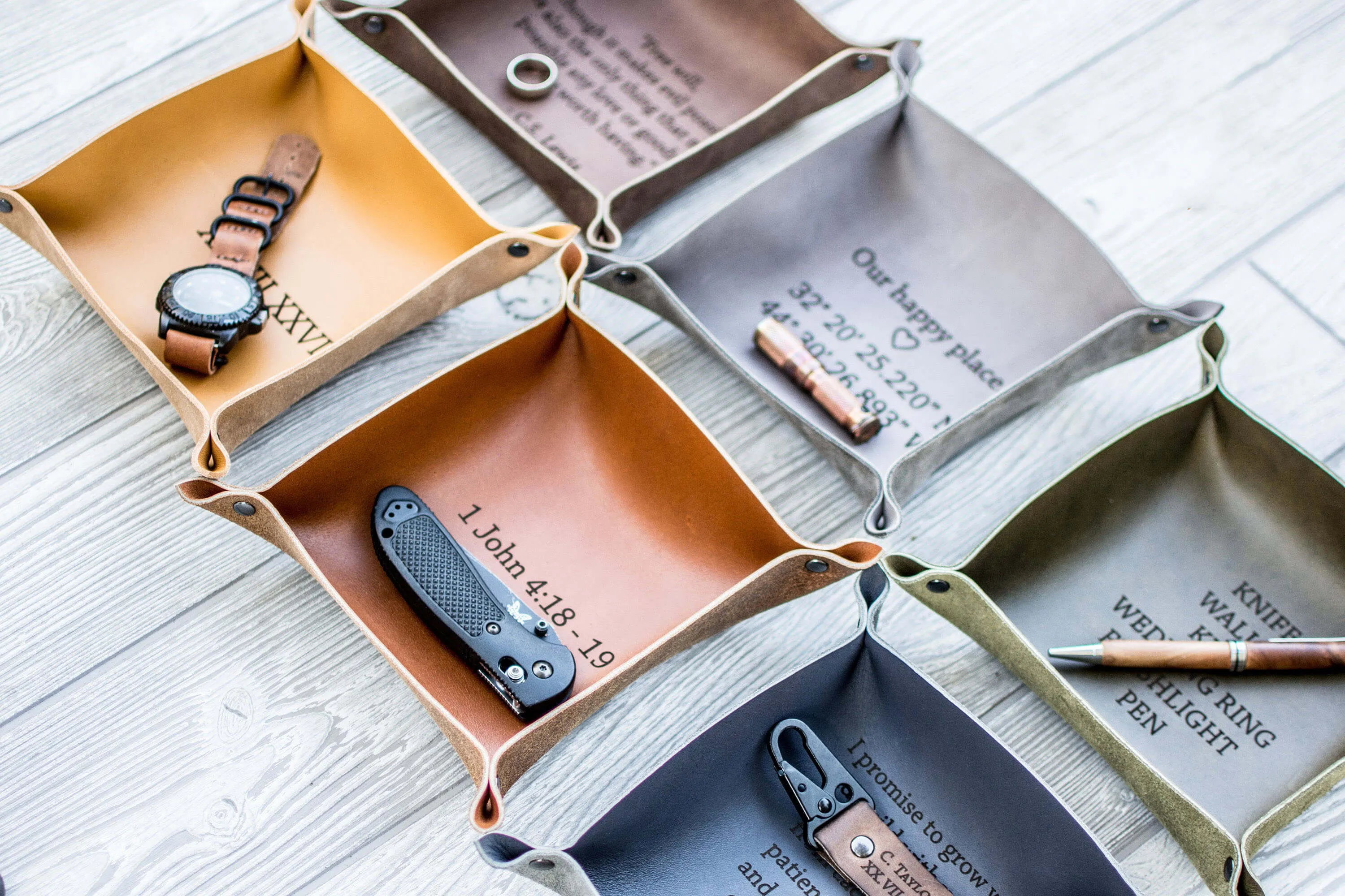 Groomsmen Gift Custom Leather Valet Tray Personalized Catchall Monogram Desk Organizer Engraved Groomsmen Gifts