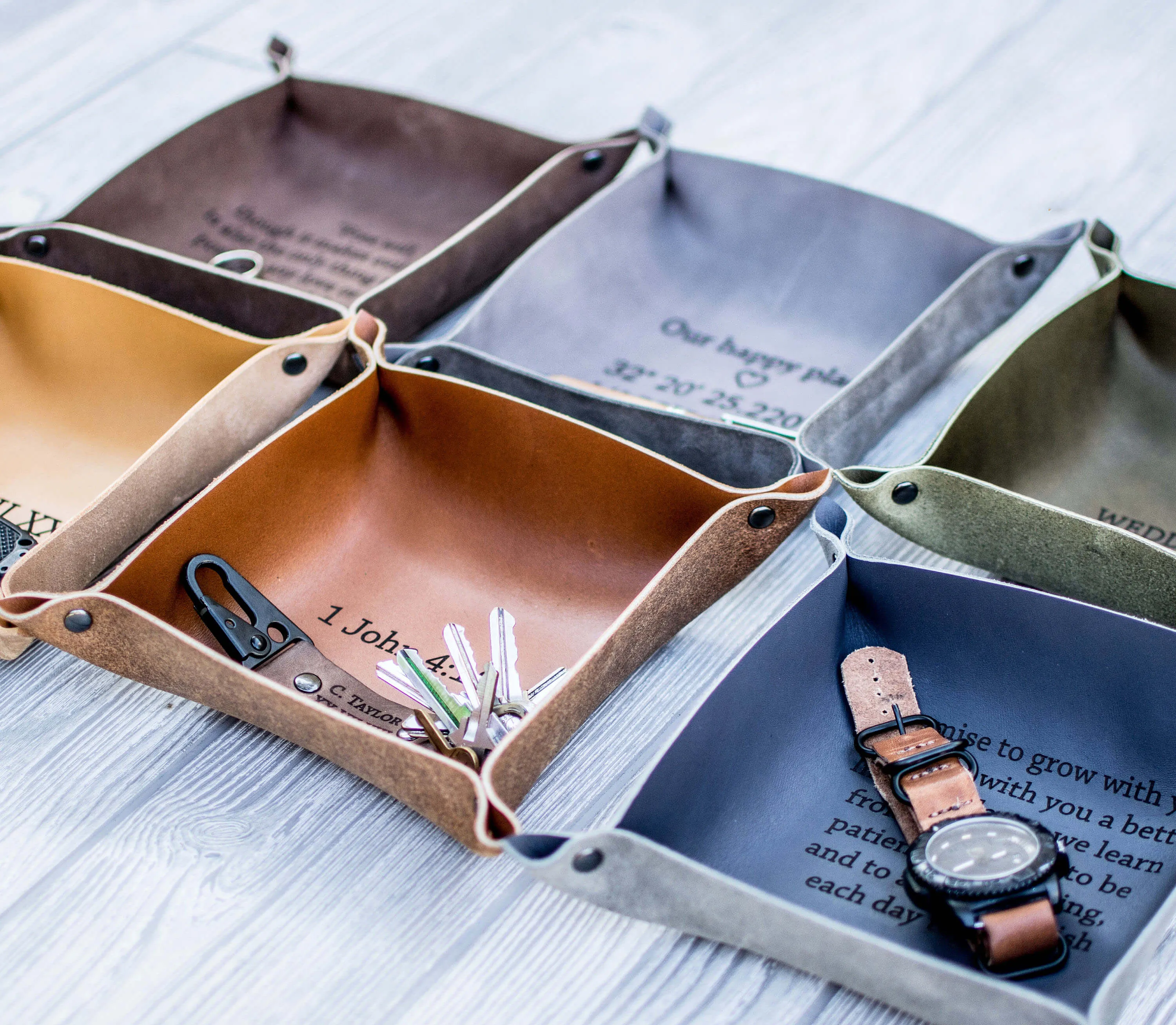 Groomsmen Gift Custom Leather Valet Tray Personalized Catchall Monogram Desk Organizer Engraved Groomsmen Gifts