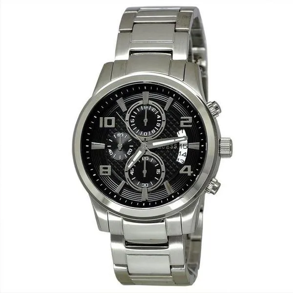 Guess Exec Chronograph Dial Silver-Tone Men's Watch W0075G1