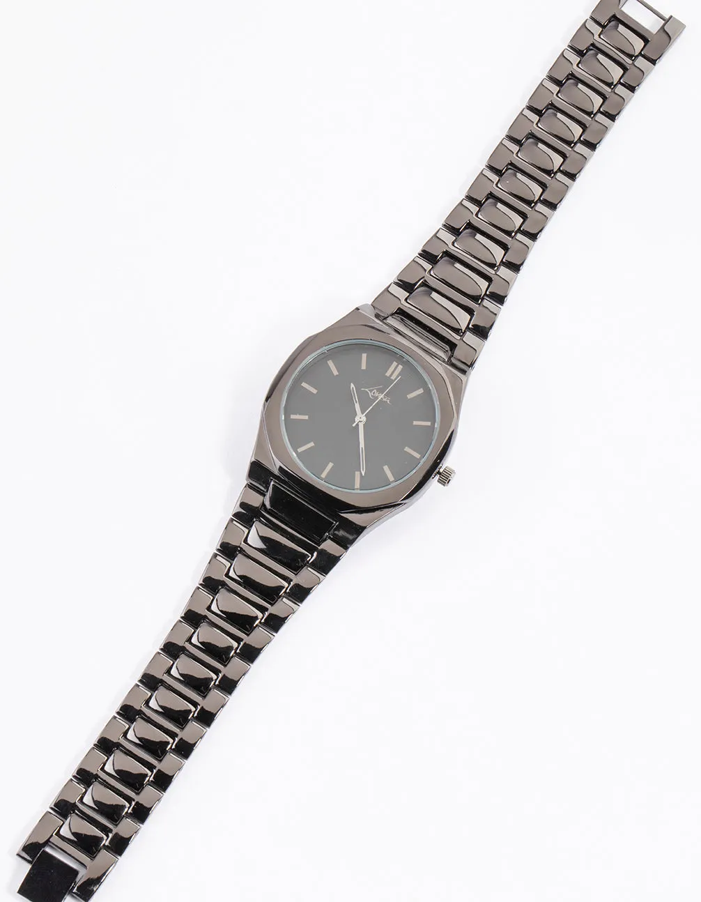 Gunmetal Coloured Chunky Hexagon Link Watch