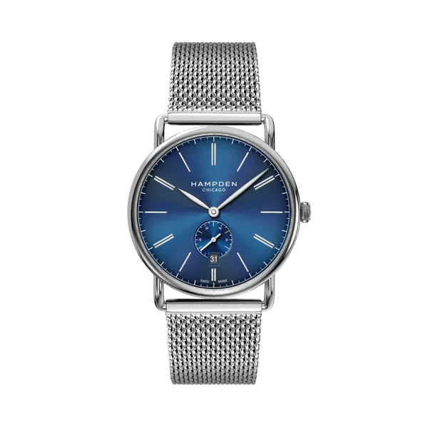 HAMPDEN MODEL 4 Watch Round Case & Wire Lugs Date Indicator 2-Tone Stainless Steel Wristwatch